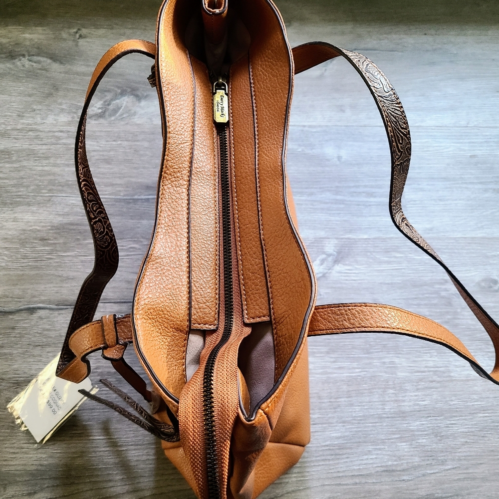 NWT Darcy Marks London Vegan Leather Cognac Shoulder Purse - Picture 15 of 16